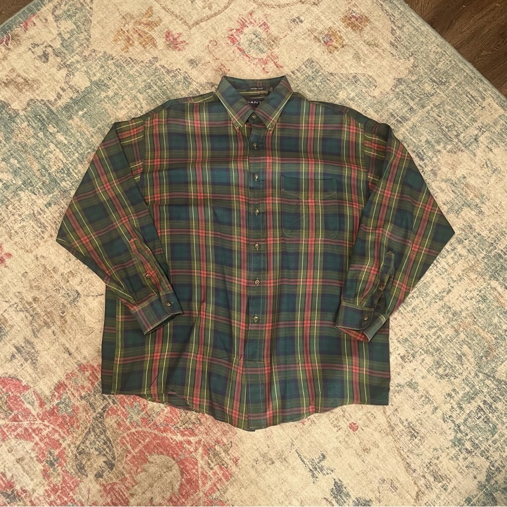 GANT HERITAGE TWILL VINTAGE PLAID BUTTON DOWN SHIRT SZ XL green